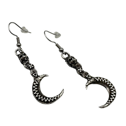 Morana's Sickle bronze earrings Silver plating