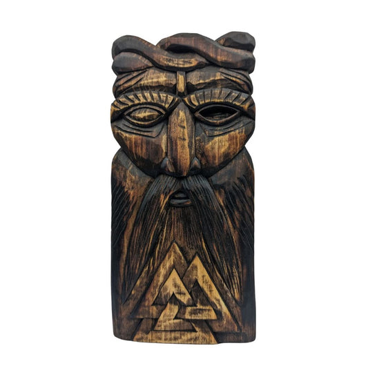 Odin wood carving wall panel