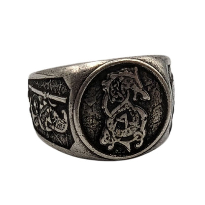 Fenrir wolf signet bronze ring 6 US Silver plated bronze