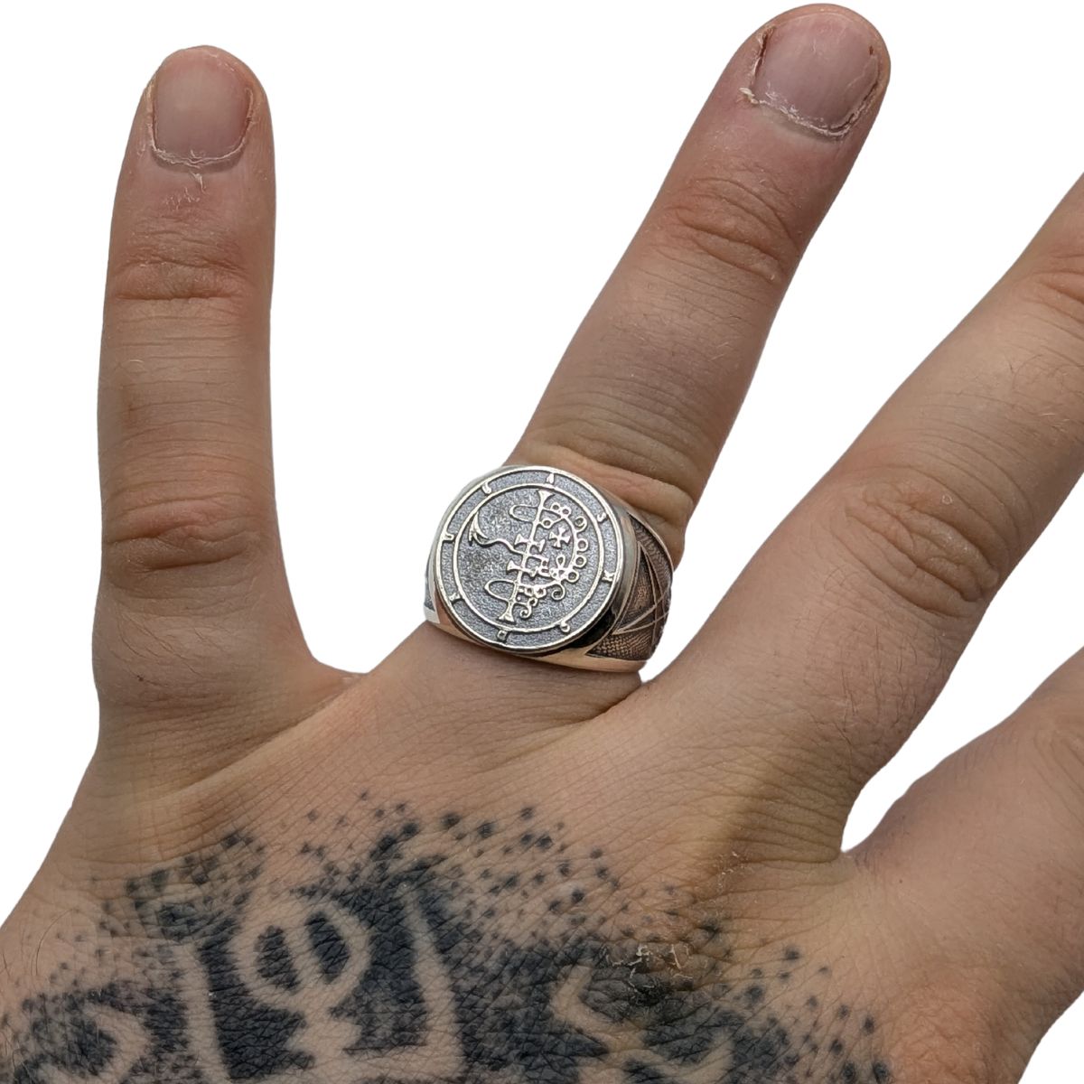 Asmodeus demon sigil ring from silver