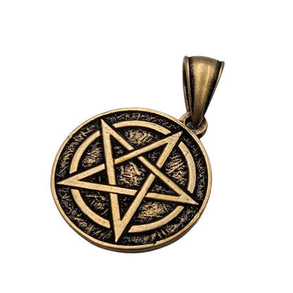 Pentagram bronze pendant   