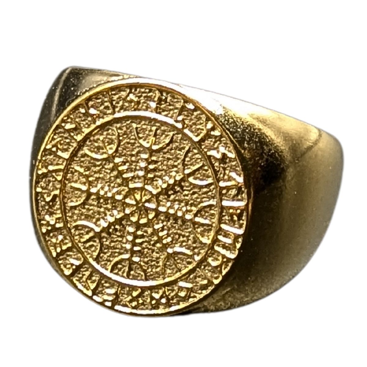 Helm of Awe rune bronze ring 6 US Gold plated bronze