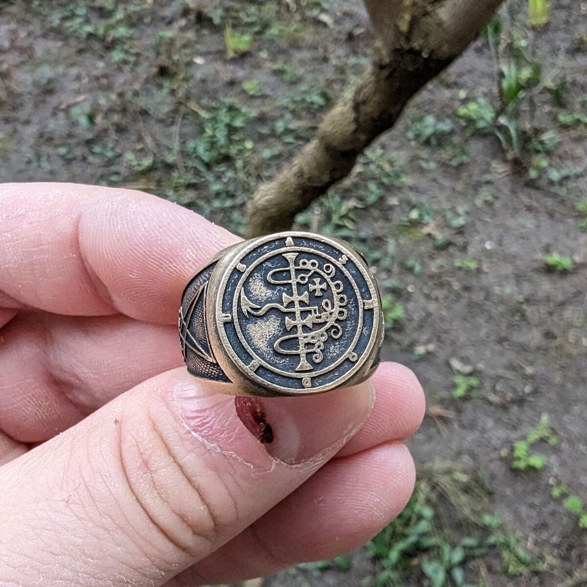 Asmodeus sigil ring from bronze