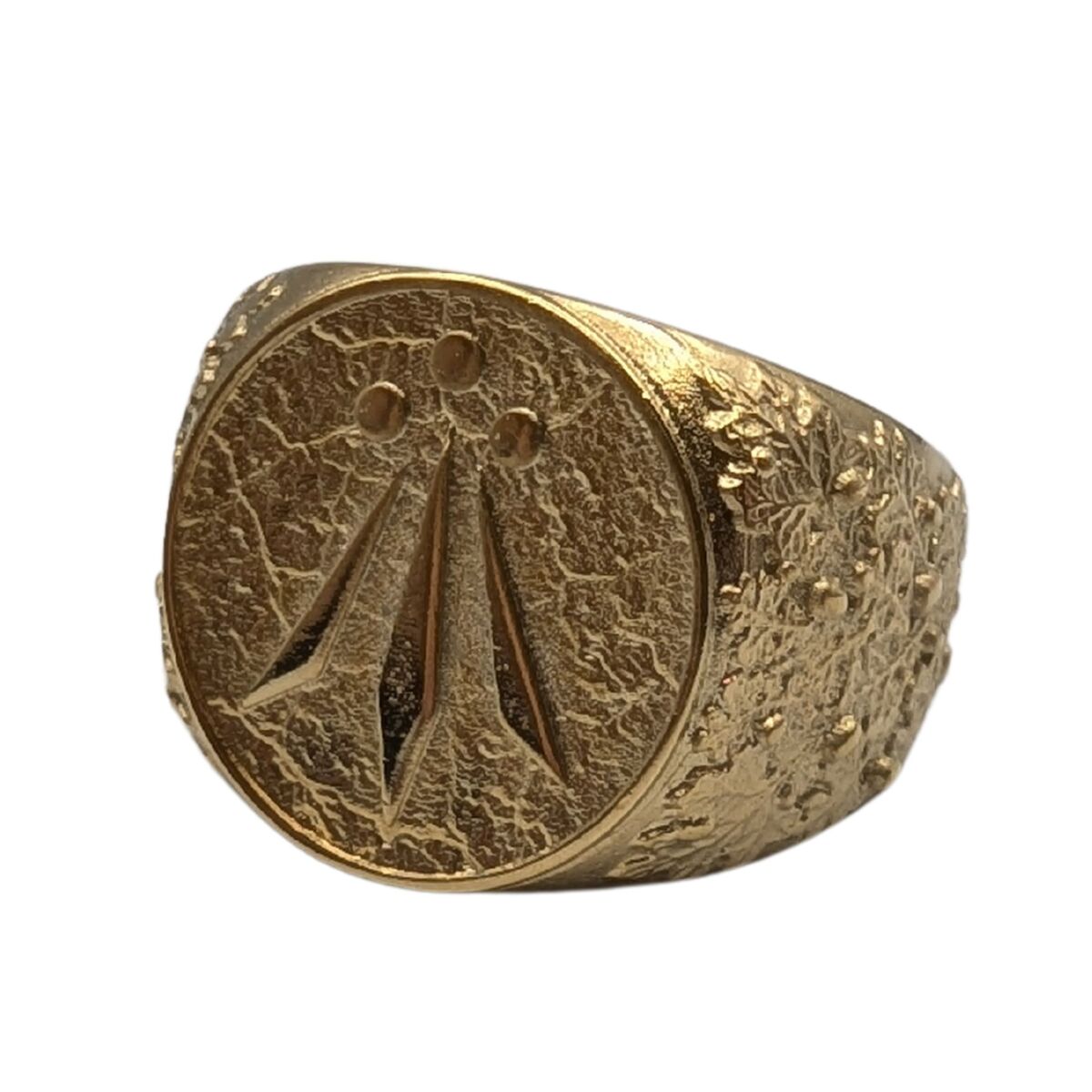 Awen signet bronze ring 6 US Gold Plated bronze