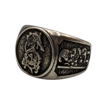 Fenrir wolf signet bronze ring