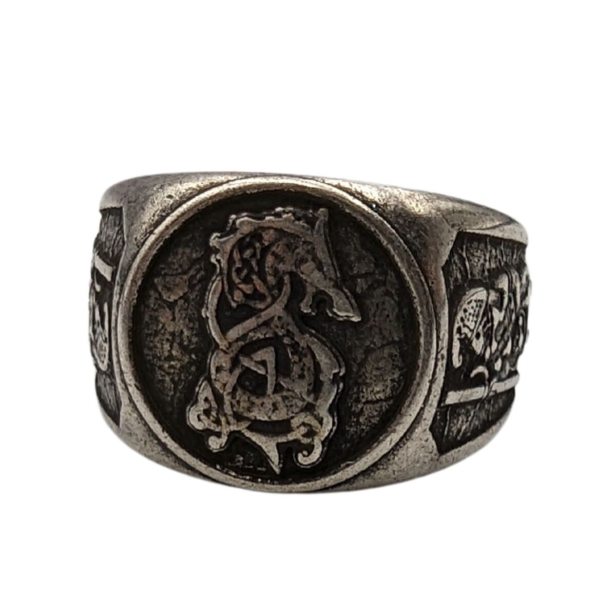 Fenrir wolf signet bronze ring