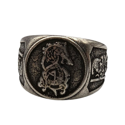 Fenrir wolf signet bronze ring