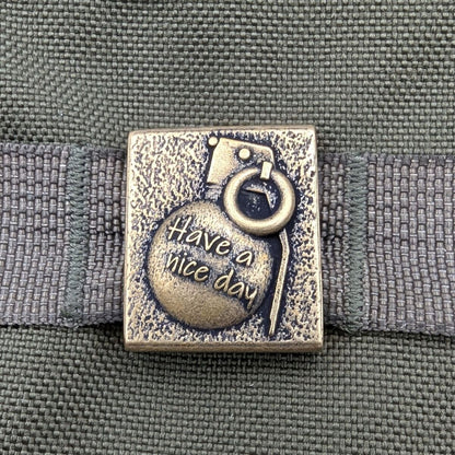 Tactical MOLLE Clip Have a Nice Day Grenade – Handcrafted Bronze EDC Accessory