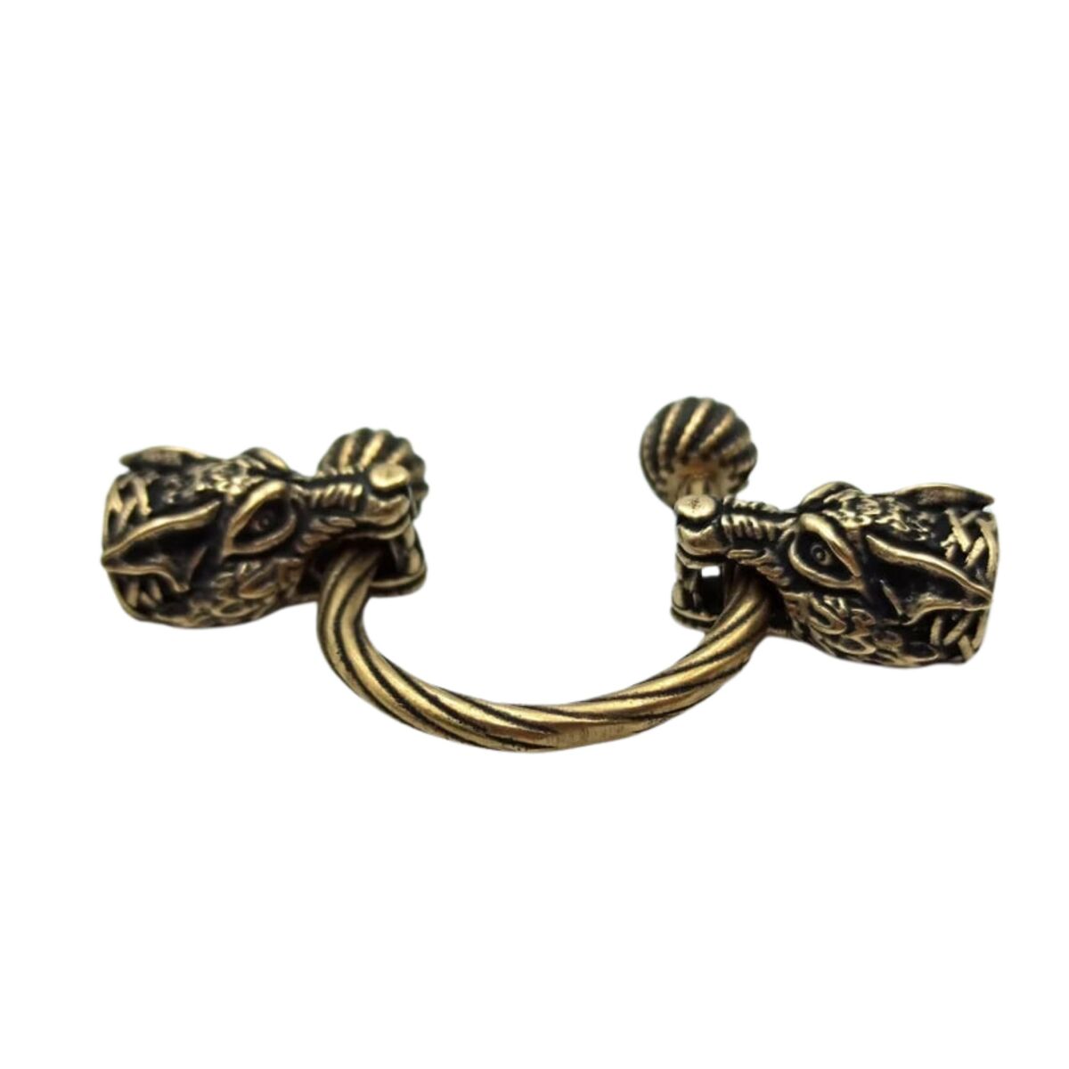 Viking wolf bronze necklace clasp