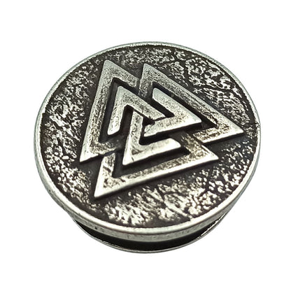 Valknut round paracord bead Silver plating  