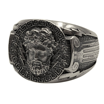 Zeus signet silver ring