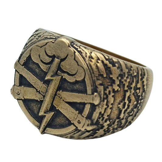 Missile Troops and Artillery ring 6 US Bronze with patina