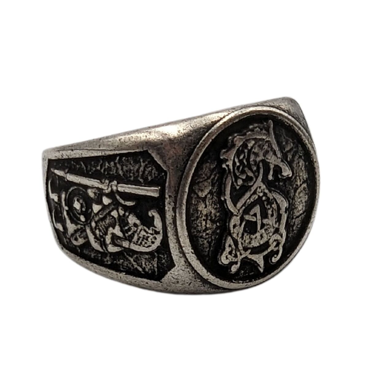 Fenrir wolf signet bronze ring