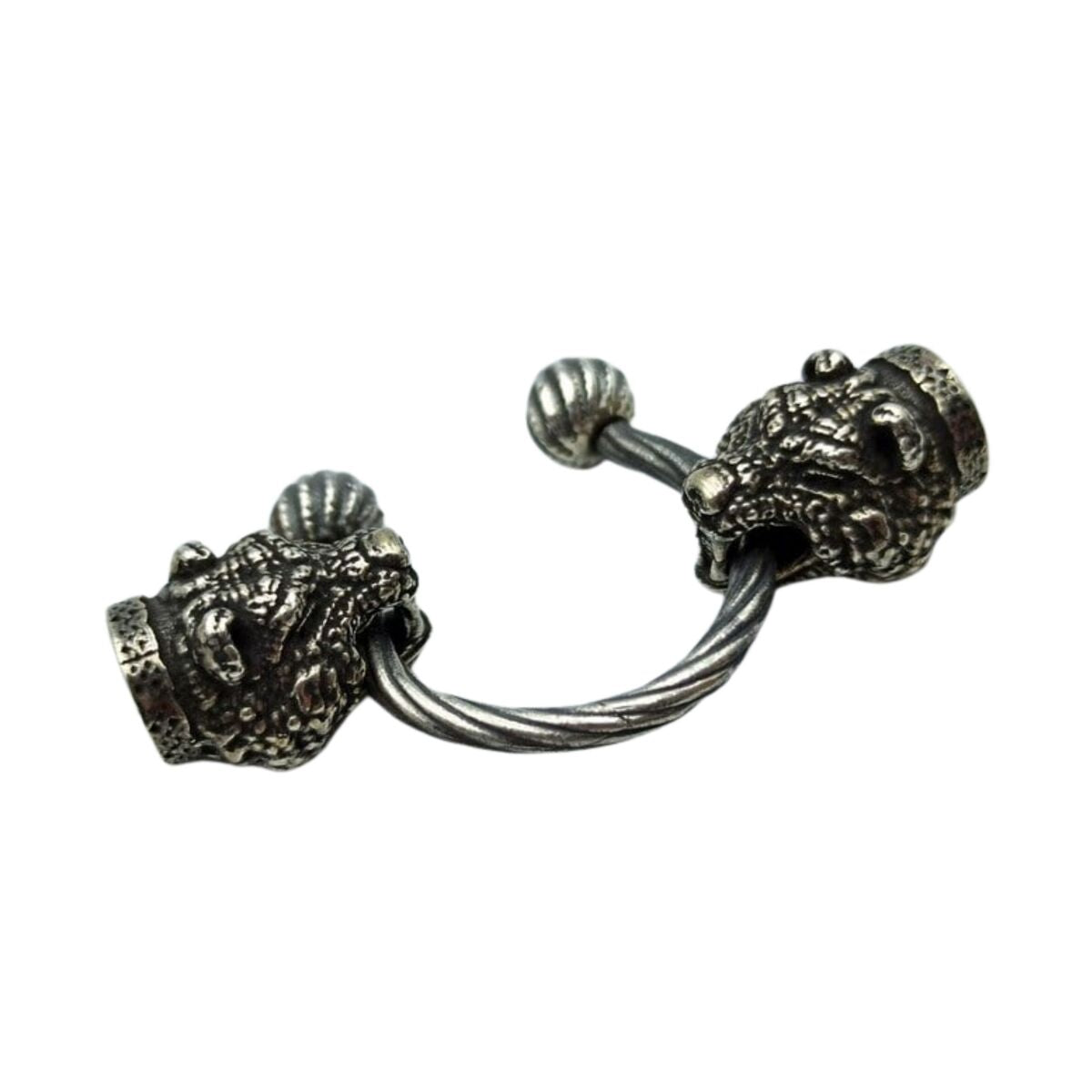 Viking bear head necklace clasp from silver