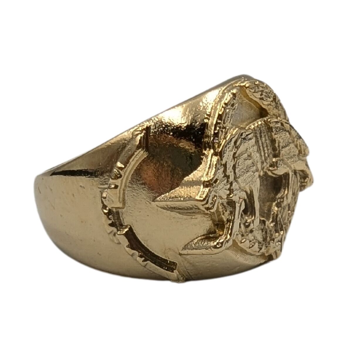 Ukrainian army wolf signet ring from bronze