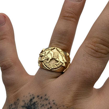 Ukrainian army wolf signet ring from bronze