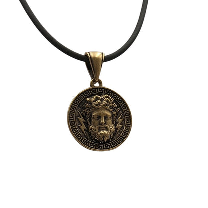 Zeus bronze pendant Bronze with rubber cord 