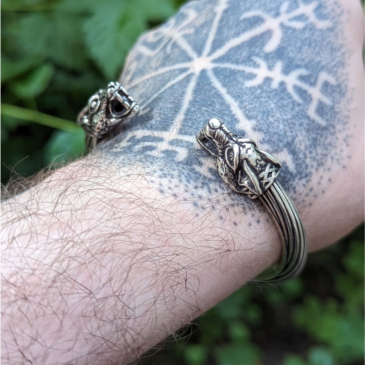 Viking wolf arm ring bracelet from silver