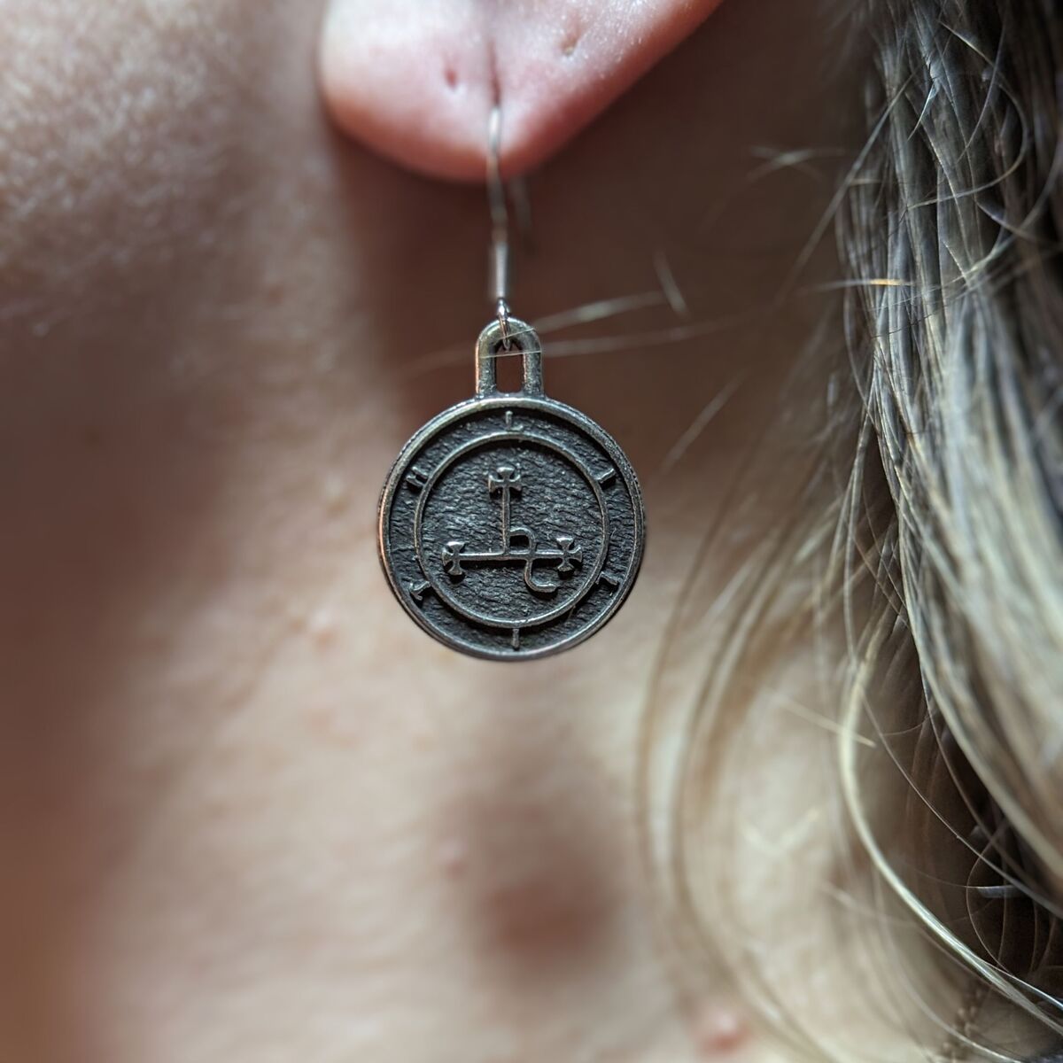 Lilith sigil bronze earrings   