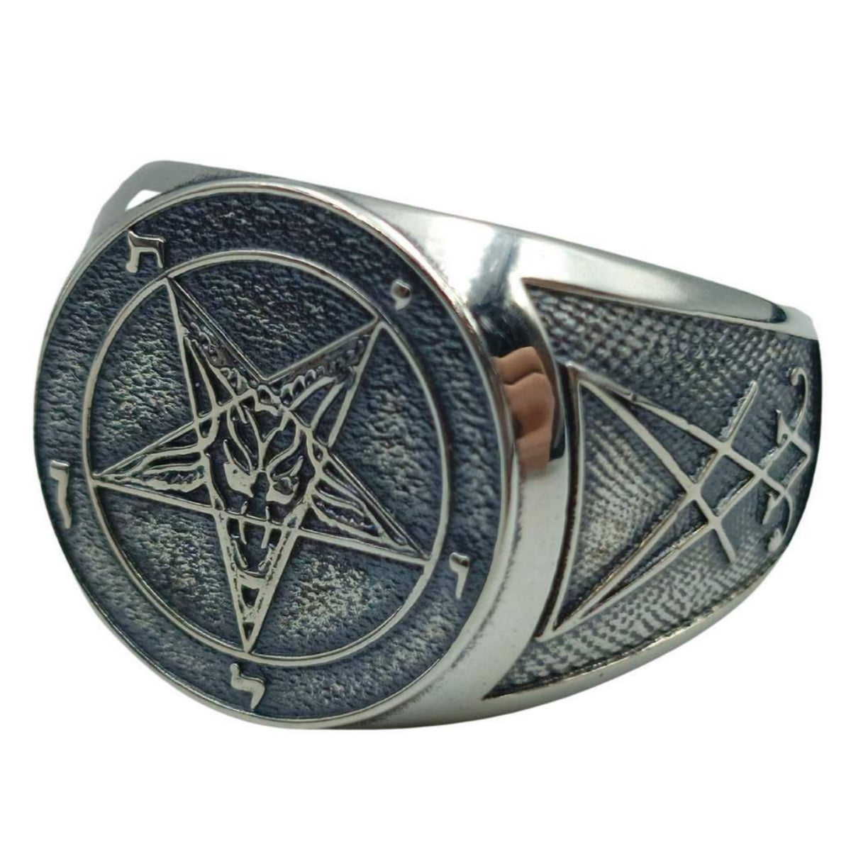 Baphomet sigil ring 6 US Silver 925