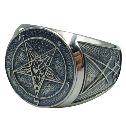 Baphomet sigil ring 6 US Silver 925