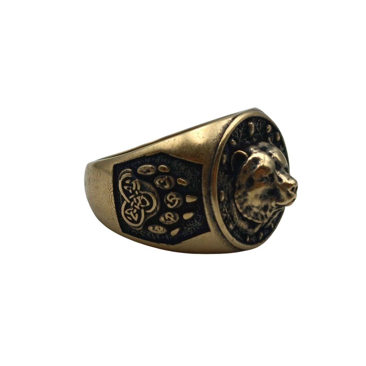 Viking bear bronze ring