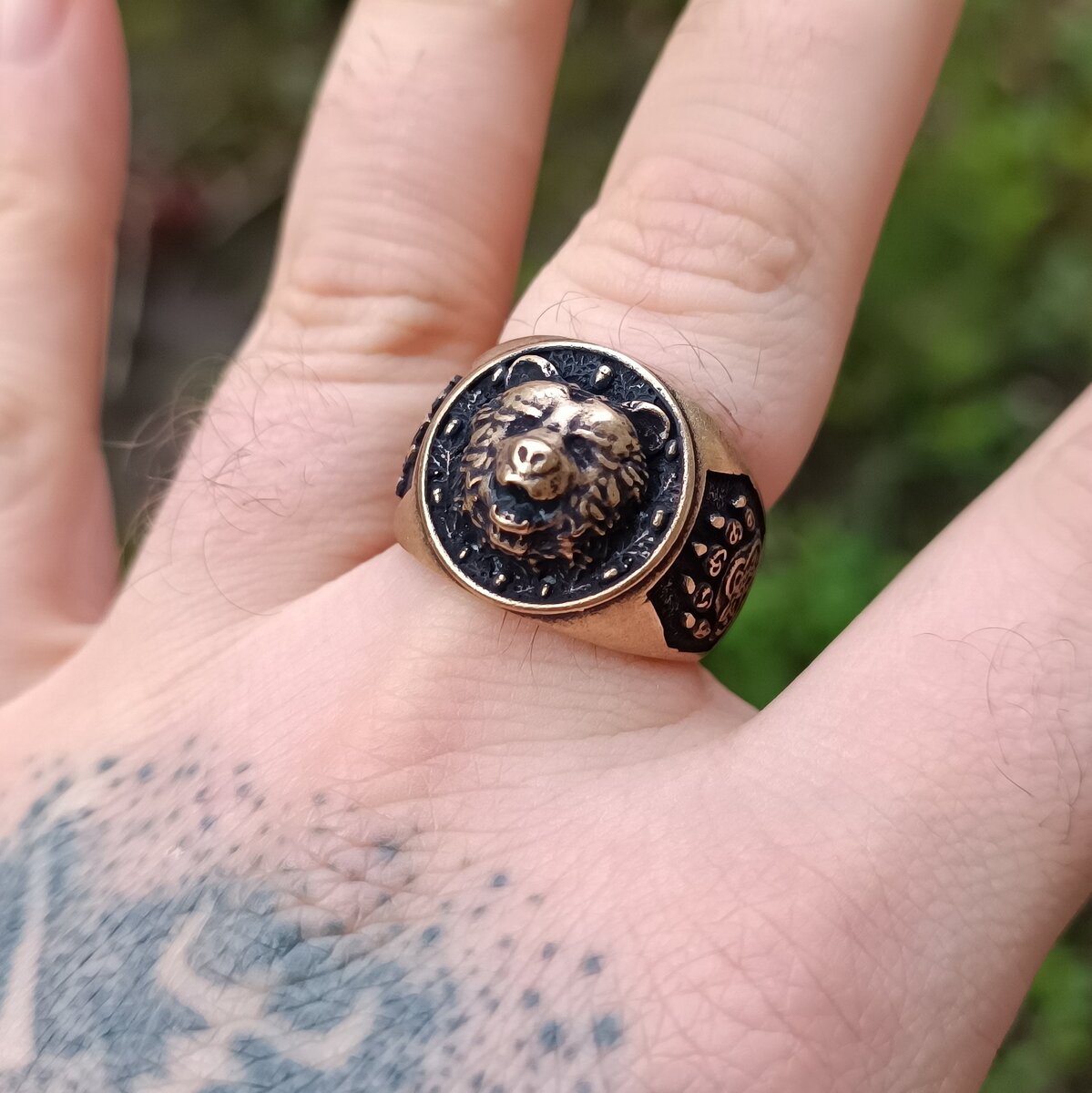 Viking bear bronze ring v2