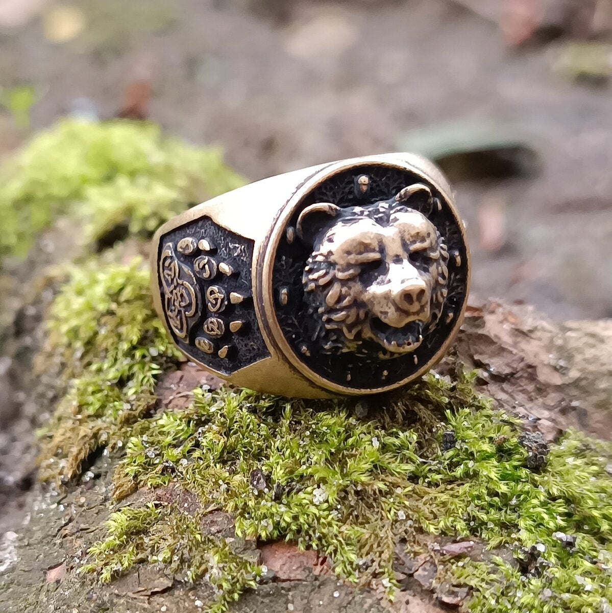 Viking bear bronze ring v2