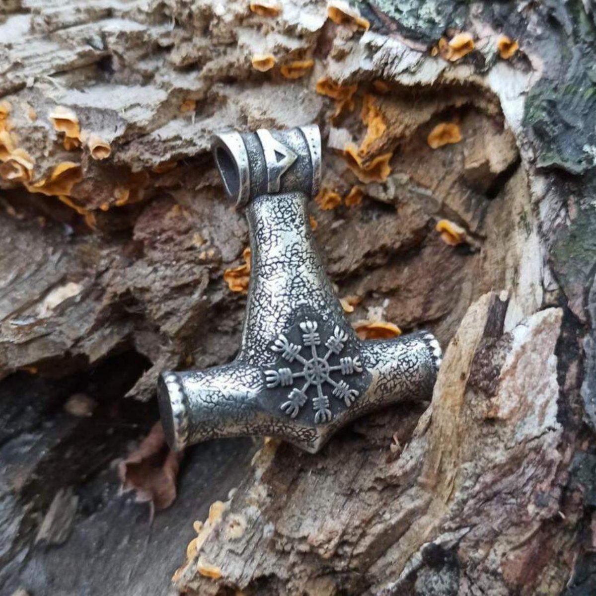 Mjolnir pendant with runes