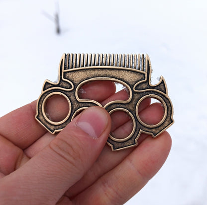 Brass knuckles beard comb