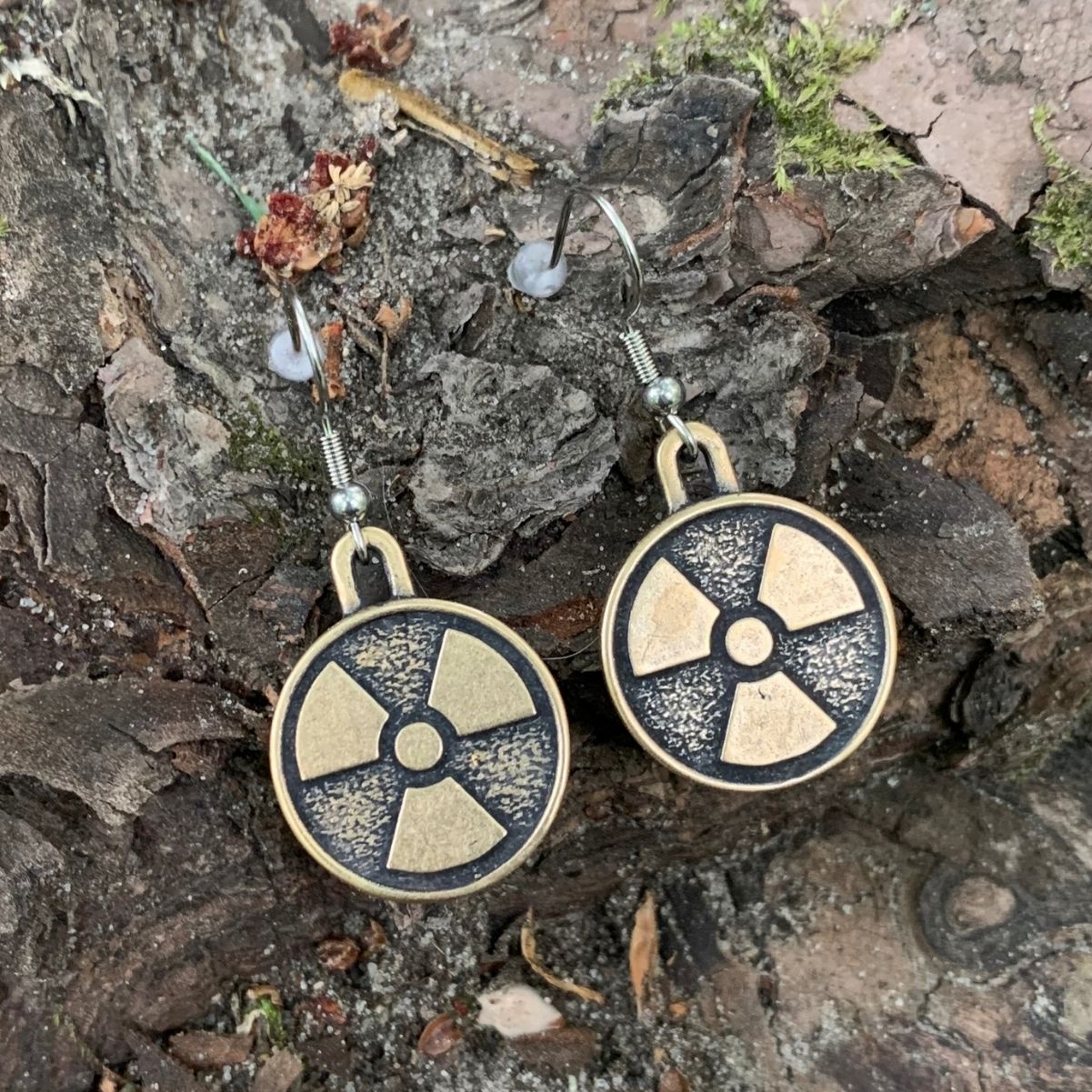 Radiation symbol earrings