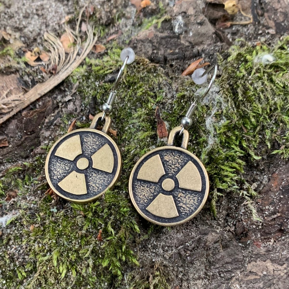 Radiation symbol earrings