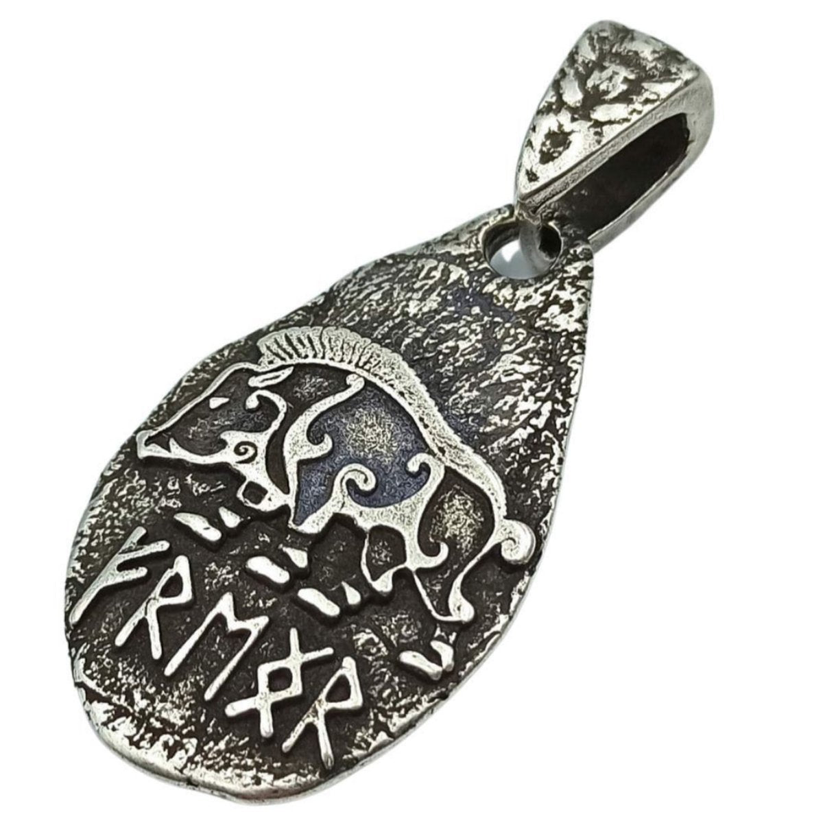 Freyr boar rune pendant Silver plating