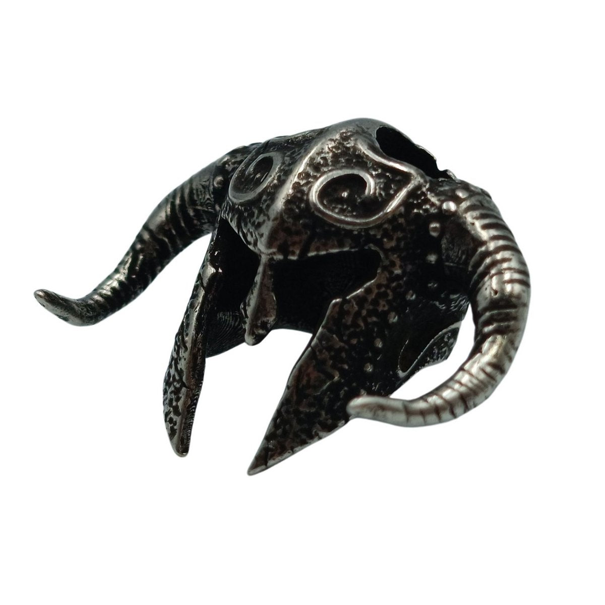 Horned viking helmet paracord bead Silver plating  