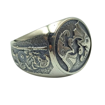 Bague bronze corbeaux nordiques