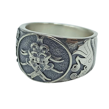 Mask of Odin norse ring 6 US Silver 925