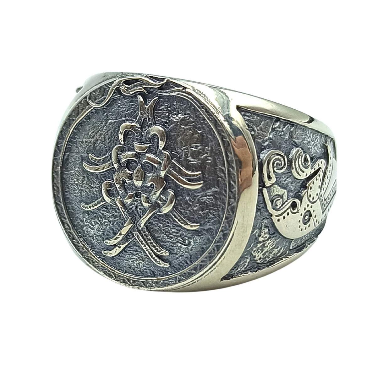 Mask of Odin Signet ring 6 US Silver 925