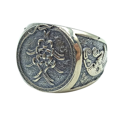 Mask of Odin Signet ring 6 US Silver 925