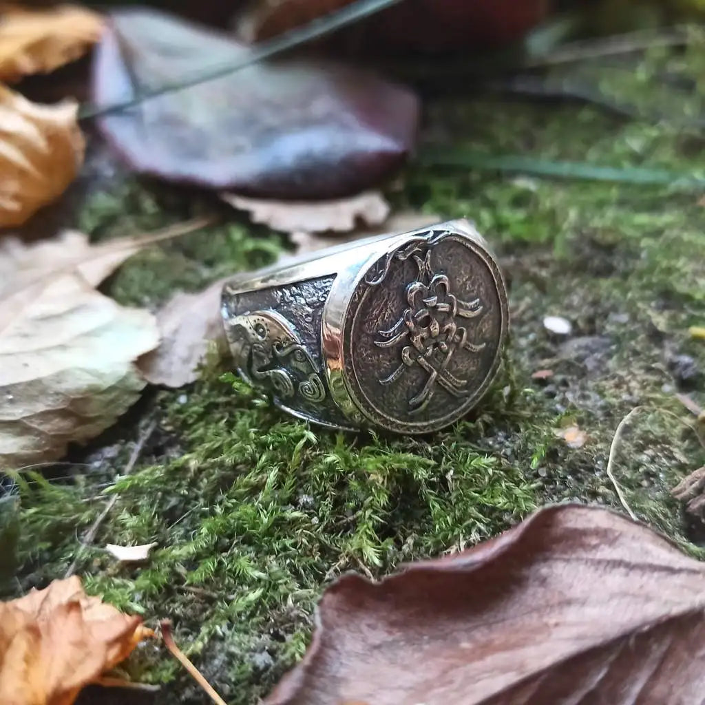 Masque d'Odin Chevalière bague en bronze