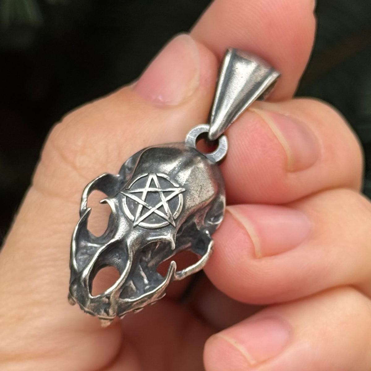 Cat Skull Pentagram pendant