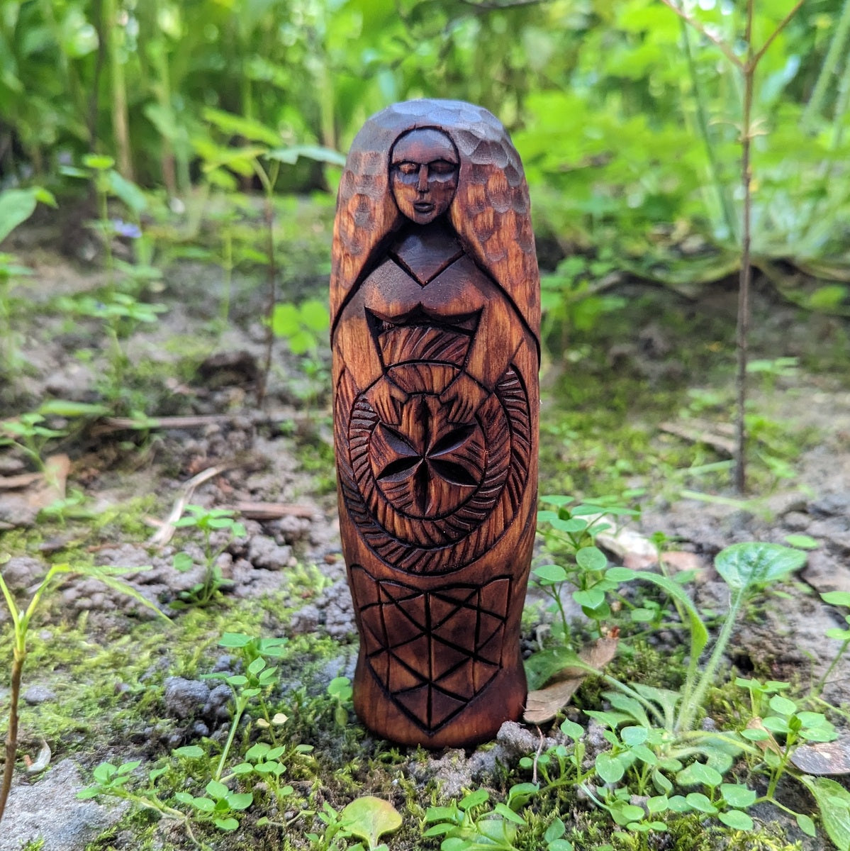 Zemyna Goddess wooden figurine   