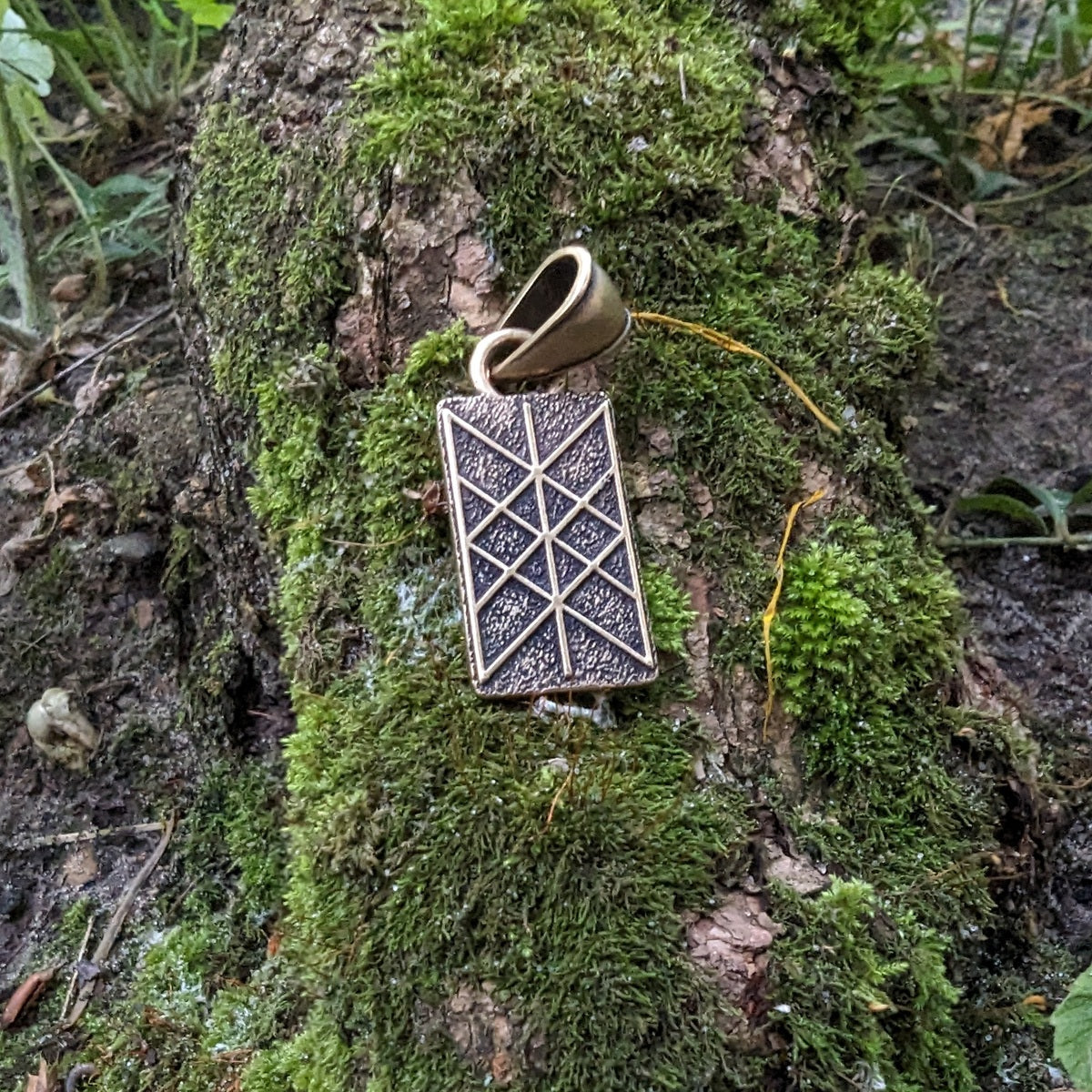 Web of Wyrd bronze pendant   