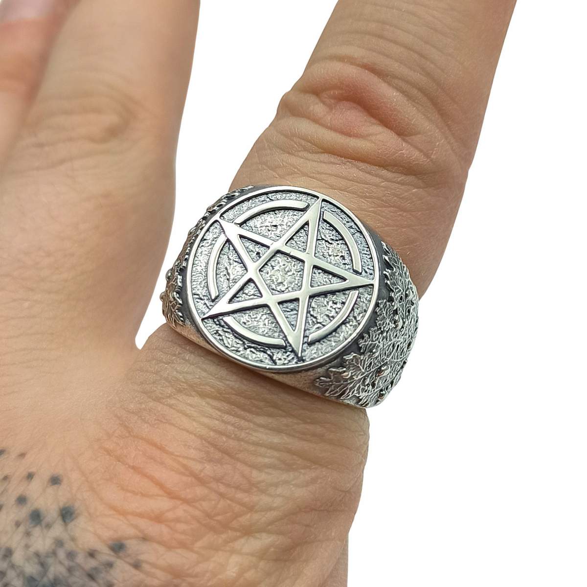 Bague pentacle Wiccan en bronze