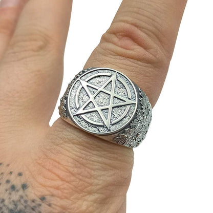 Bague pentacle Wiccan en bronze