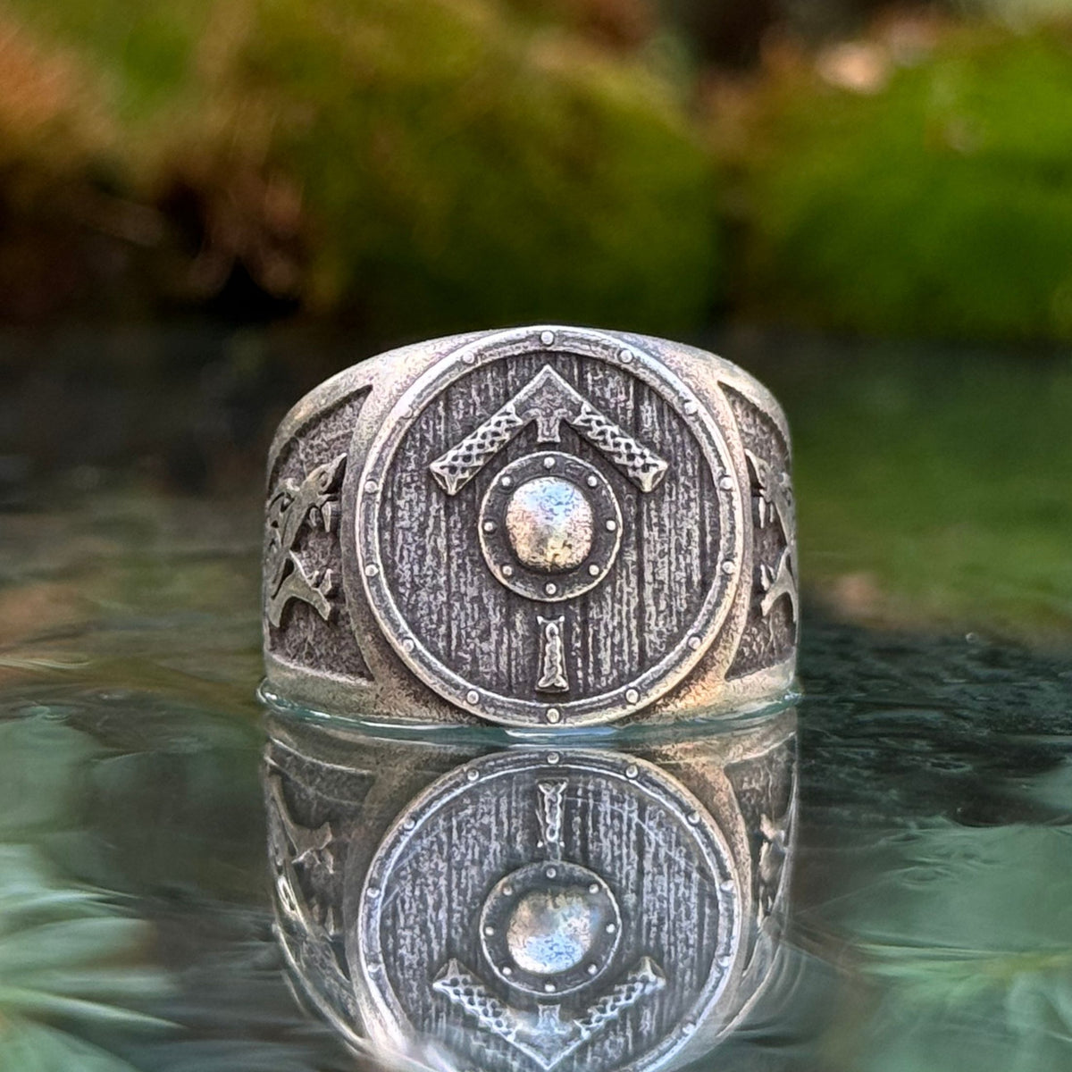 Tiwaz rune shield ring