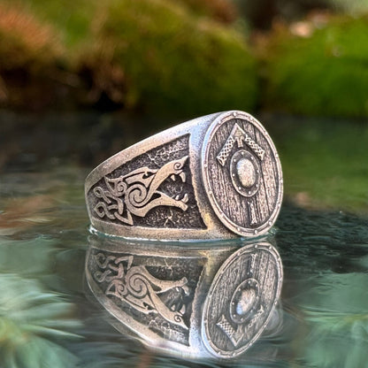 Tiwaz rune shield ring