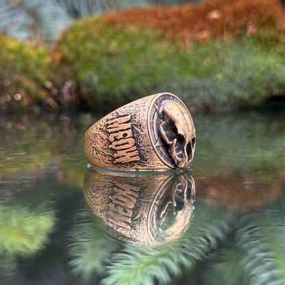 Cat skull signet ring
