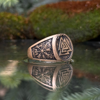 Valknut Aegishialmur and Vegvisir Ring