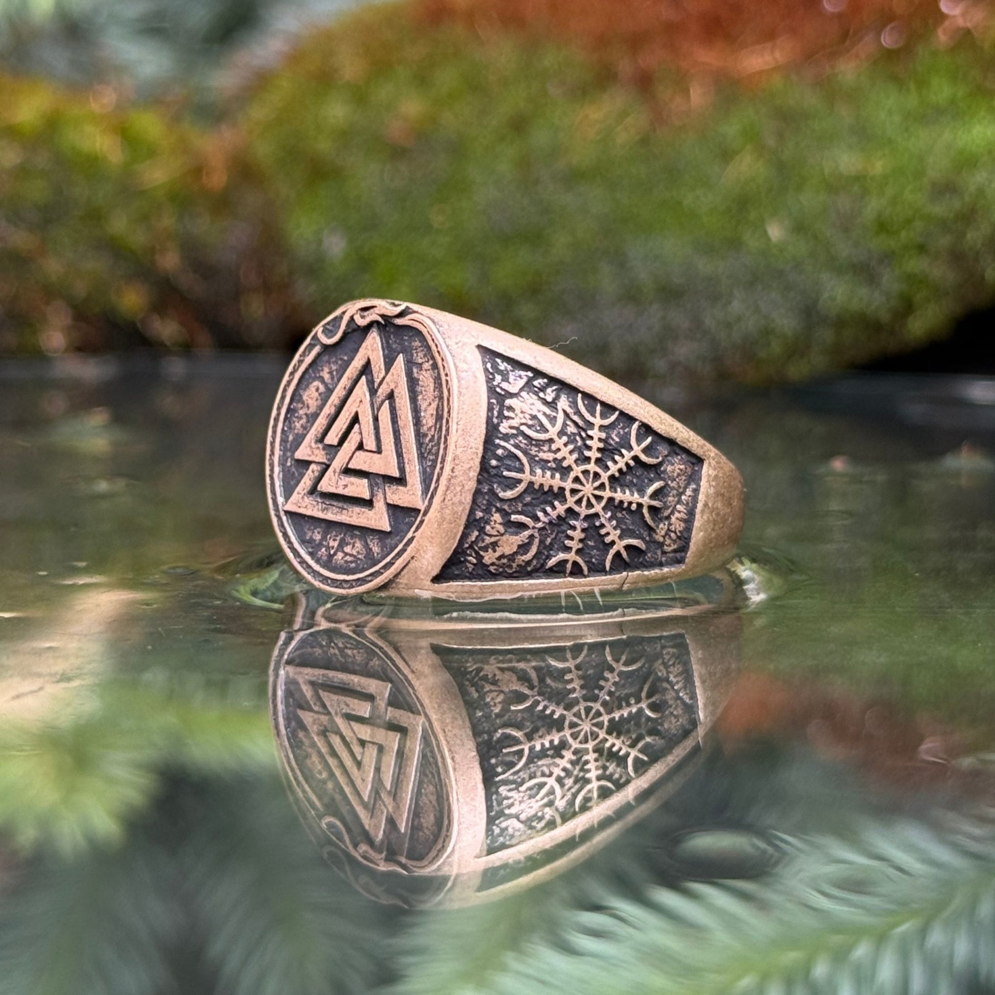 Valknut Aegishialmur and Vegvisir Ring