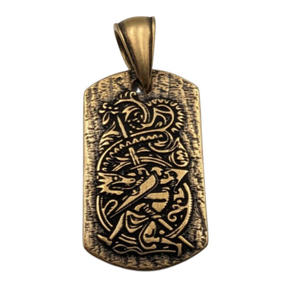 Sigurd and Fafnir Aegishjalmur bronze pendant Bronze Only pendant 